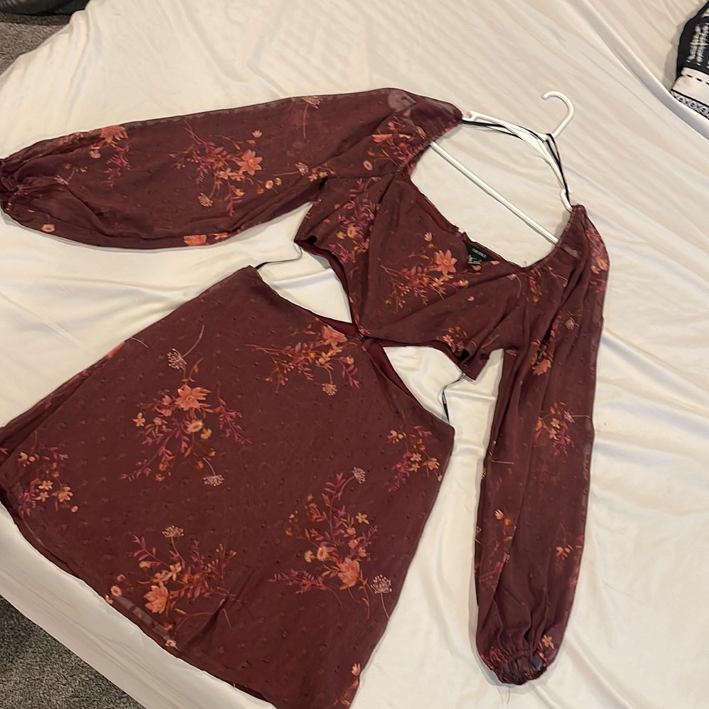 Forever 21 Burgundy Floral Dress